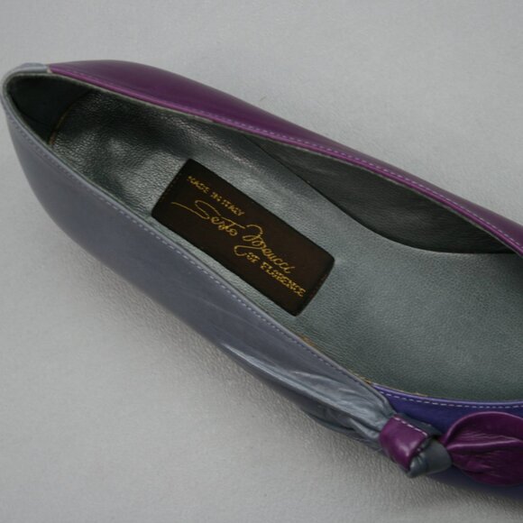 Vintage Sesto Meucci Ladies 5 Lelia Mauve Combo Purple Knot Wedge Shoes - Italy - Picture 8 of 13